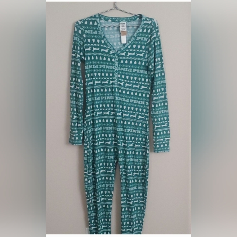 PINK Victoria's secret thermal sleep onesie